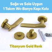 Royal Titanyum Gold Wc Banyo Kapı Kolu Daire Rozetli Sürgülü Kapı Sağ Sol Uygun Kolları Kulpu Uyumlu - 3