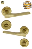 Royal Titanyum Gold Wc Banyo Kapı Kolu Daire Rozetli Sürgülü Kapı Sağ Sol Uygun Kolları Kulpu Uyumlu - 4