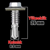 Trapez Çatı Vidası 6.3x25 mm Paket 100 ADET Matkap Uçlu Sac Akıllı Vida Çatı Panel Metal Ağaç Vidası thumbnail 2