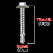 Trapez Çatı Vidası 6.3x50 mm Paket 100 ADET Matkap Uçlu Sac Akıllı Vida Çatı Panel Metal Ağaç Vidası thumbnail 2