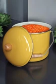 Nishev Zarif İnci İtalyan Emaye Yoğurt Tenceresi Emaye Bakraç 20cm 5lt - Sarı - 3