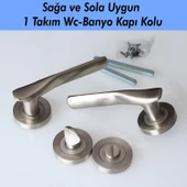 Royal Saten Wc Banyo Kapı Kolu Daire Rozetli Sürgülü Kapı Uyumlu Kulpu Sağ Sol Uygun Kolları - 3