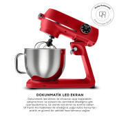 Karaca Multichef Artisan Digital Ekran 7 Litre Döküm Stand Mikser Kırmızı 1800W - 1