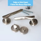 Royal Saten Wc Banyo Kapı Kolu Daire Rozetli Sürgülü Kapı Uyumlu Kulpu Sağ Sol Uygun Kolları - 5