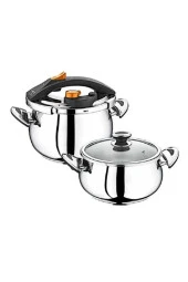 Oms 5120 Küre Matik 5+7 Litre Düdüklü Tencere Seti Siyah - 1