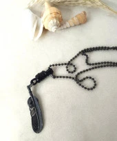 Tüy Deri Kolye Erkek Kadın Kolye Yaprak Takı Zincir Sarı Renk thumbnail 3