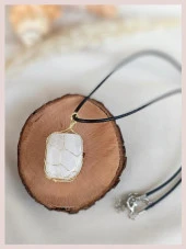 Kolye Doğal Taş El İşi Tel Sarma Tasarım Çakra Charm Takı Kadın Kız Örgü - 2