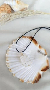 Kolye Doğal Taş El İşi Tel Sarma Tasarım Çakra Charm Takı Kadın Kız Örgü - 4