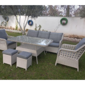 Reyo Garden Halfeti 3+1+1 Masalı Alüminyum Üzeri Örme Rattan Balkon Bahçe Mobilyası thumbnail 1