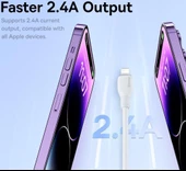 Baseus Şarj Akım Korumalı Ultra Hızlı 1.2Mt 2.4A İphone Şarj Kablosu İphone 11 12 13 14 Pro Max Şarj Kablo - 2