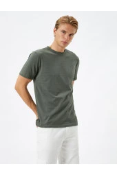 Basic Tişört Slim Fit Bisiklet Yaka Pamuklu thumbnail 2