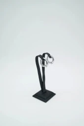 Gümüş Renk Halka Çelik Küpe - 4