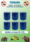 ELEKTİRİKLİ ÇİT 500M x 6 Adet ÇİFT ÖRGÜLÜ GALVANİZLİ TEL + İP - 1