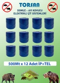 ELEKTİRİKLİ ÇİT 500M x 12 Adet ÇİFT ÖRGÜLÜ GALVANİZLİ TEL + İP - 1