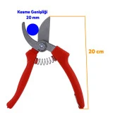 Bağ Makas Dal Budama Kesme Bahçe Bitki Çiçek Gül Ağaç Üzüm Filiz Çubuk Çıbık Bıçkı Makası 20 mm - 2