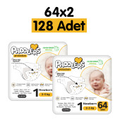 Paddlers Protection Bebek Bezi 1 Numara Yenidoğan 128 Adet (2-5 Kg) 2'li Jumbo Set - 1