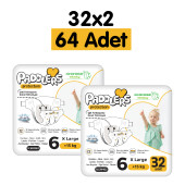 Paddlers Protection Bebek Bezi 6 Numara X-Large 64 Adet (15+Kg) 2'Li Jumbo Set - 1
