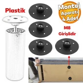 Mobilya Masa Baza Sehpa Montaj Ayağı Yuvarlak Plastik Bağlantı Aparatı M8 Civatalı Tabanı 4 ADET thumbnail 1