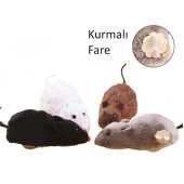 3B Trend Kurmalı Tüylü Peluş Fare Yakalama Eğlenceli Kedi Oyuncak - 4