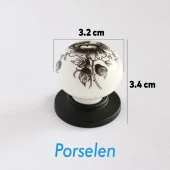 Porselen Düğme Kulplar Mobilya Mutfak Dolabı Çekmece Dolap Kapak Kulpu Kulbu Siyah thumbnail 5