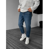 POISHOPS Lacivert Efektli Yıkamalı Boyfriend Jean - 1