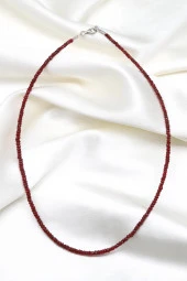 Yakut ( AA Kalite ) Doğal Taş 925 Ayar Gümüş Rondel Kesim Kolye - 1