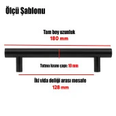 Mobilya Mutfak Çekmece Dolap Kapak Kulpu Kulbu 128 mm Mat Siyah Metal Kulp thumbnail 2