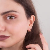 14 Ayar Taşlı Halka Altın Küpe 1,34 gr - 2