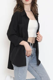 Çift Cepli Gömlek Siyah - 16656.1775. thumbnail 3