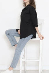 Çift Cepli Gömlek Siyah - 16656.1775. thumbnail 6