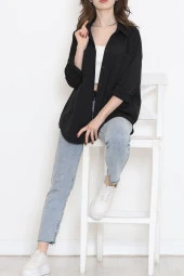 Çift Cepli Gömlek Siyah - 16656.1775. thumbnail 7