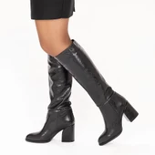 Kadın Kalın Topuklu Sivri Burunlu Klasik Çizme thumbnail 1