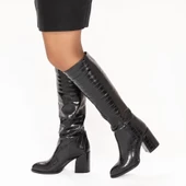 Kadın Kalın Topuklu Sivri Burunlu Klasik Çizme thumbnail 3