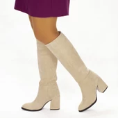 Kadın Kalın Topuklu Sivri Burunlu Klasik Çizme thumbnail 6