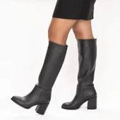 Kadın Kalın Topuklu Sivri Burunlu Klasik Çizme thumbnail 8