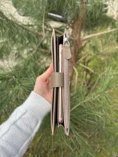 SANLINE Hakiki Deri Telefon Bölmeli Kadın Cüzdan - El Portföyü Vizon - 3