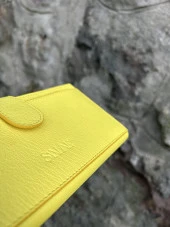 SANLINE Hakiki Deri Telefon Bölmeli Kadın Cüzdan - El Portföyü Sarı - 6