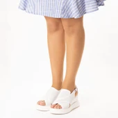 TwoEgoist Kadın Hakiki Deri Günlük Dolgu Topuklu Şık Sandalet - 6