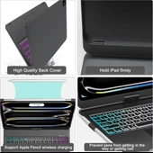 Apple iPad Pro 12.9 3. Nesil 4. Nesil Kılıf Kablosuz Dönebilen Klavyeli Case Keyboard - 11