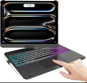 Apple iPad Pro 12.9 5. Nesil 6. Nesil Kılıf Kablosuz Dönebilen Klavyeli Case Keyboard - 8