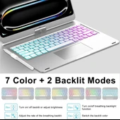 Apple iPad Pro 12.9 5. Nesil 6. Nesil Kılıf Kablosuz Dönebilen Klavyeli Case Keyboard - 6