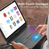 Apple iPad Pro 12.9 5. Nesil 6. Nesil Kılıf Kablosuz Dönebilen Klavyeli Case Keyboard - 10