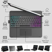 Apple iPad Pro 12.9 5. Nesil 6. Nesil Kılıf Kablosuz Dönebilen Klavyeli Case Keyboard - 9