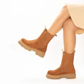 TwoEgoist Kadın Hakiki Süet Deri Kalın Tabanlı Postal Bot - Chelsea thumbnail 7