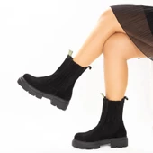 TwoEgoist Kadın Hakiki Süet Deri Kalın Tabanlı Postal Bot - Chelsea thumbnail 1