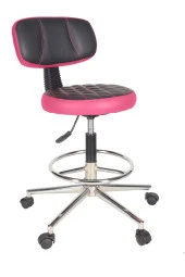 Gizmo Ofis Büro Döner Tekerlekli Çalışma Kasiyer Hekim Ayarli Tabure Sandalyesi B1000 Pembe - 1