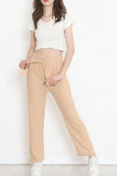 Keten Pantolon Kahve - 4