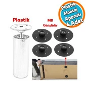Mobilya Kanepe Masa Baza Sehpa Montaj Ayağı Yuvarlak Plastik Bağlantı Aparatı M8 Civatalı Tabanı 4 ADET thumbnail 1