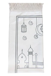 İngilizce Boyamalı Yıkanabilir Eğitici Dini Oyuncak Çocuk Seccade Seti Mavi thumbnail 3