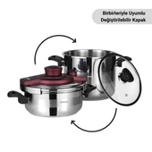 Ametist 3,5- 7 LT / 4 Parça Paslanmaz Çelik Düdüklü Tencere thumbnail 3